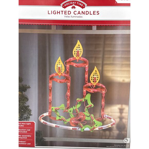 Holiday Time Window Christmas Lighted Candles 43 Mini Light Bulbs Original Box - Picture 4 of 6